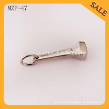 MZP47 High End Metal Garment Zipper Pull avec logo gravé couleur argent